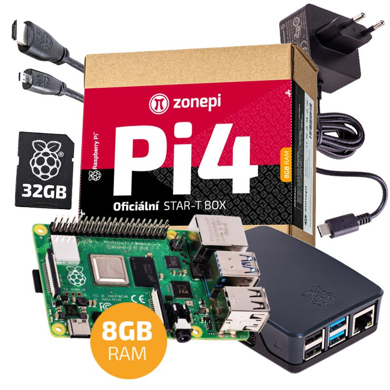 RASPBERRY PI 4 Model B (8GB) Original Starter Kit, 8GB, komplet