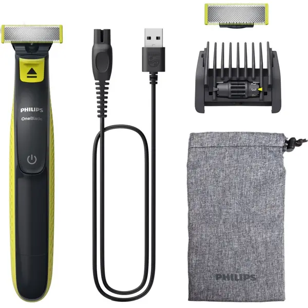 Elektricni brijac Philips OneBlade QP2724/30, 5 nastavaka, crni QP2724/30