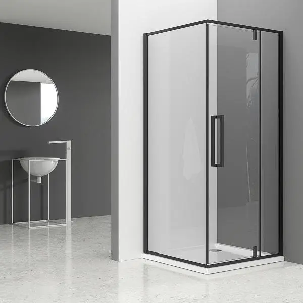 75-B-C3001 800X800 TR/BLACK B-LINE TUŠ KABINA KVADRATNA 800x800x1950, CRNA, PROZIRNO STAKLO, VRATA+STIJENA