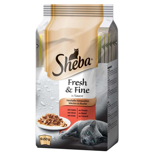ALC85572 SHEBA Fresh&Fine, s piletinom s govedinom, u umaku, 6x50g