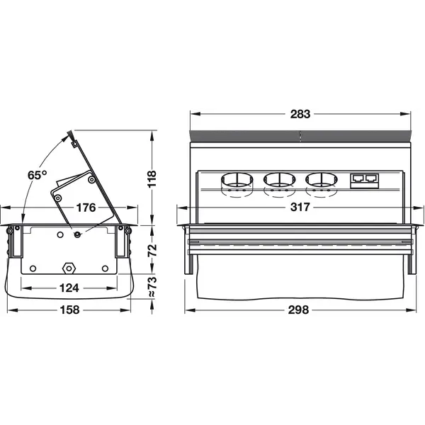 UTUG1 Utičnica ugradna za radnu pločuu, aluminijska